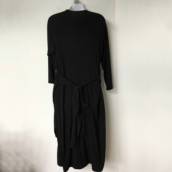 Chloe Angus Dress Vintage Wrap Pleated Waist Black Size XL Cotton Blend Stretchy - Picture 5 of 9